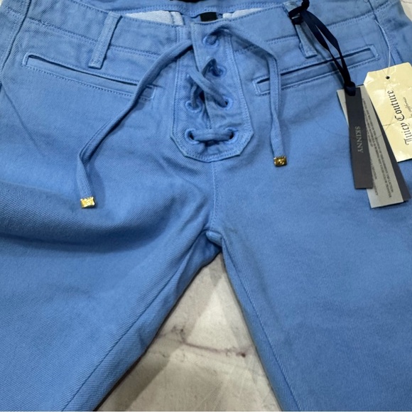 JUICY COUTURE Skinny Jeans powder Blue Lace-Up women’s denim ankle pants NWT - Picture 12 of 15